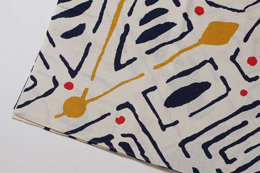 Japanese Furoshiki Wrap – Wagara Vase And Dewdrop Natural Color | Hand-Dyed in Kyoto | Sustainable Cotton Gift Wrap
