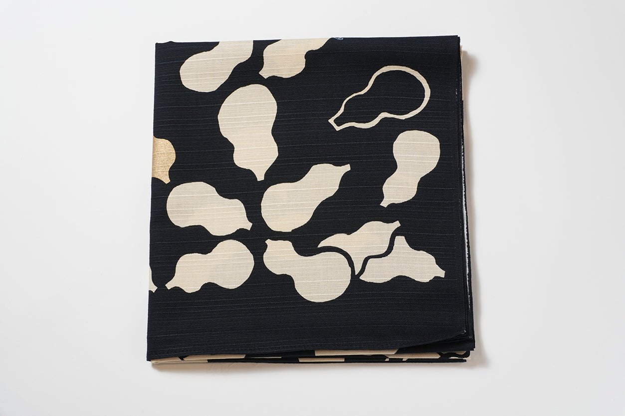 Japanese Furoshiki Wrap – Wagara Gourd Black | Hand-Dyed in Kyoto | Sustainable Cotton Gift Wrap 