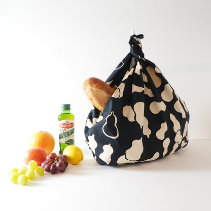 Japanese Furoshiki Wrap – Wagara Gourd Black | Hand-Dyed in Kyoto | Sustainable Cotton Gift Wrap 