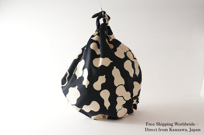 Japanese Furoshiki Wrap – Wagara Gourd Black | Hand-Dyed in Kyoto | Sustainable Cotton Gift Wrap 