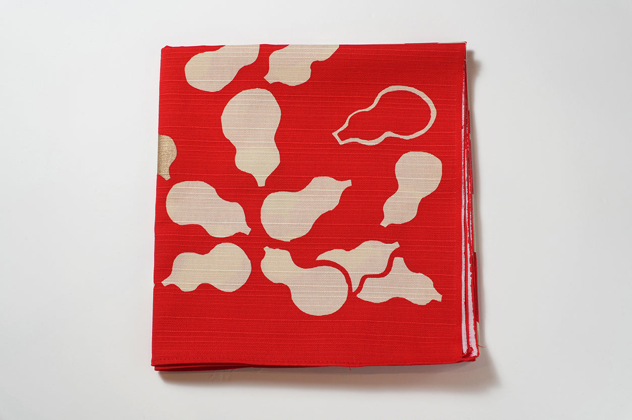 Furoshiki (Wrapping Cloth) | Red Gourd (with Foil) | 100% Cotton, 90cm, Made in Japan | Mashu KYOTO