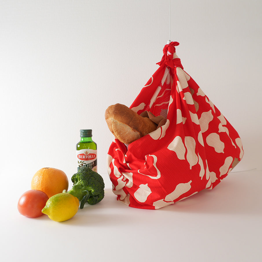 Furoshiki (Wrapping Cloth) | Red Gourd (with Foil) | 100% Cotton, 90cm, Made in Japan | Mashu KYOTO