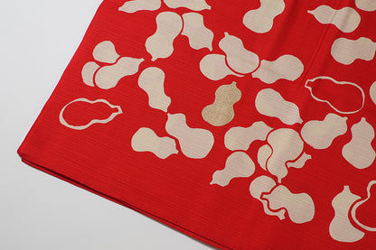 Furoshiki (Wrapping Cloth) | Red Gourd (with Foil) | 100% Cotton, 90cm, Made in Japan | Mashu KYOTO