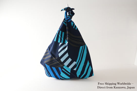 Furoshiki | Seigaiha Bleu | 100% coton, 90 cm, fabriqué au Japon | Mashu KYOTO