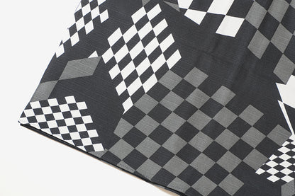 Furoshiki | Ichimatsu Noir | 100% coton, 90 cm, fabriqué au Japon | Mashu KYOTO