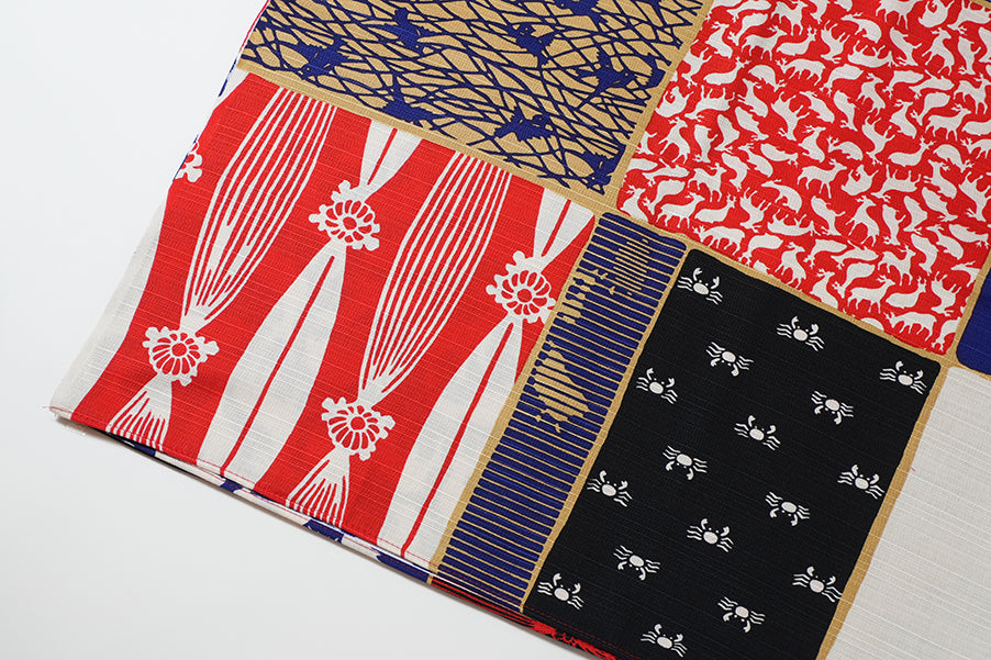 Japanese Furoshiki Wrap – Wagara Checkered Pattern | Hand-Dyed in Kyoto | Sustainable Cotton Gift Wrap 