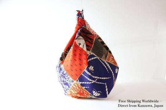 風呂敷｜市松小紋 朱青｜綿100％・90cm・日本製｜mashu KYOTO