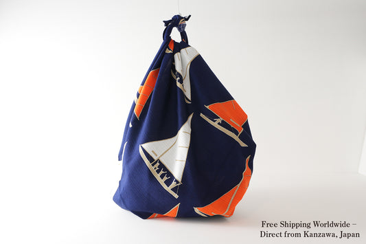 Furoshiki | Yacht Navy | 100% coton, 90 cm, fabriqué au Japon | Mashu KYOTO