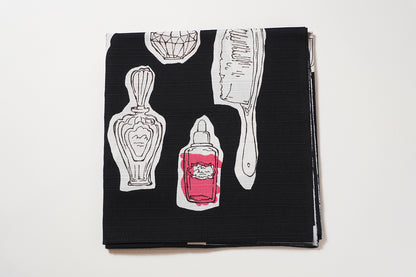 Furoshiki | Cosmétiques Noir | 100% coton, 90 cm, fabriqué au Japon | Mashu KYOTO