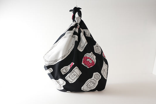 Furoshiki | Cosmétiques Noir | 100% coton, 90 cm, fabriqué au Japon | Mashu KYOTO
