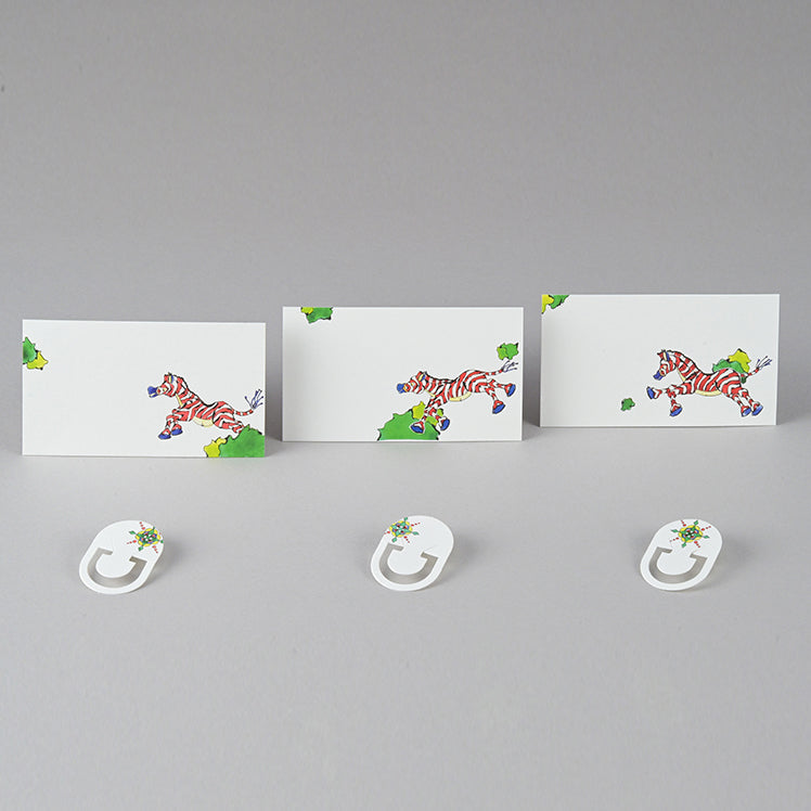 Set of 2 Message Card &amp; Paper Clip [Divine Elephant＆zebra]