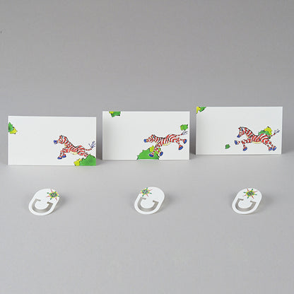 Set of 2 Message Card &amp; Paper Clip [Divine Elephant＆zebra]