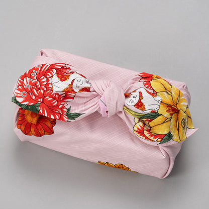 Christmas Limited Edition Artist Gift Set | Wisteria and Swallow Notebook, Flower-Stuffed Maneki Neko Furoshiki Wrapping Cloth, Gold Leaf Bookmark (Kawada Satomi)