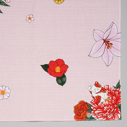 Christmas Limited Edition Artist Gift Set | Wisteria and Swallow Notebook, Flower-Stuffed Maneki Neko Furoshiki Wrapping Cloth, Gold Leaf Bookmark (Kawada Satomi)