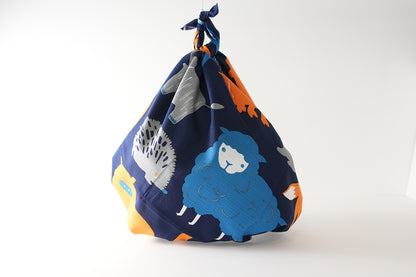 Japanese Furoshiki Wrap – Wagara Happy Animals | Hand-Dyed in Kyoto | Sustainable Cotton Gift Wrap