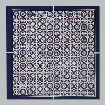 Furoshiki | Ventilateur, bleu | 100% coton, 70 cm, fabriqué au Japon | Mashu KYOTO