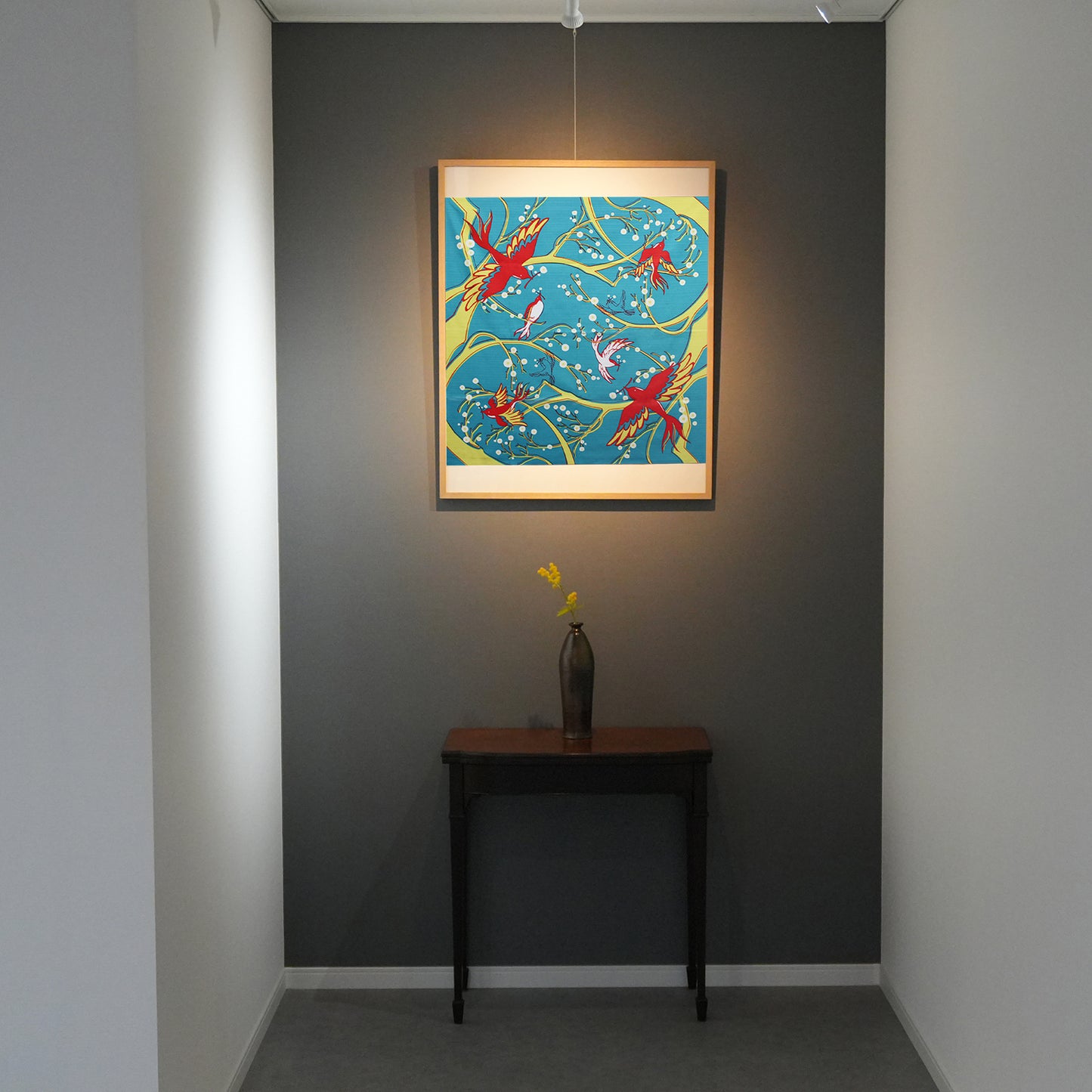 Furoshiki (Wrapping Cloth) | Flower-Eating Bird, Green | 100% Cotton, 90cm, Made in Japan | Mashu KYOTO