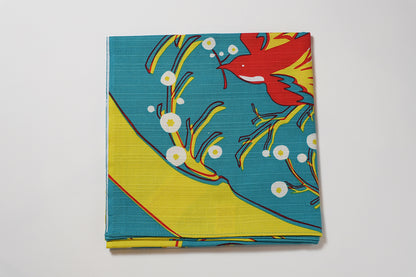 Furoshiki (Wrapping Cloth) | Flower-Eating Bird, Green | 100% Cotton, 90cm, Made in Japan | Mashu KYOTO