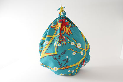 Furoshiki (Wrapping Cloth) | Flower-Eating Bird, Green | 100% Cotton, 90cm, Made in Japan | Mashu KYOTO