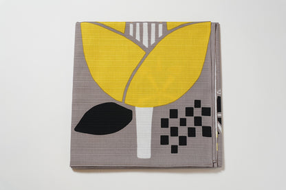 Japanese Furoshiki Wrap – Wagara Camellia yellow | Hand-Dyed in Kyoto | Sustainable Cotton Gift Wrap 