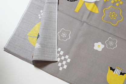Japanese Furoshiki Wrap – Wagara Camellia yellow | Hand-Dyed in Kyoto | Sustainable Cotton Gift Wrap 