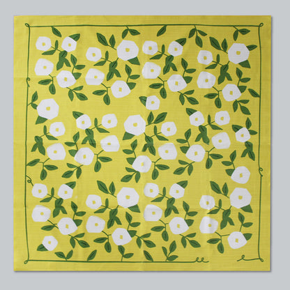 Furoshiki | Hirugao Jaune | 100% coton, 70 cm, fabriqué au Japon | Mashu KYOTO