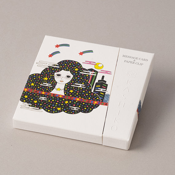 Set of 2 Message Card &amp; Paper Clip [Daydream Sun And Rainbow /Daydream Moon And Stars]