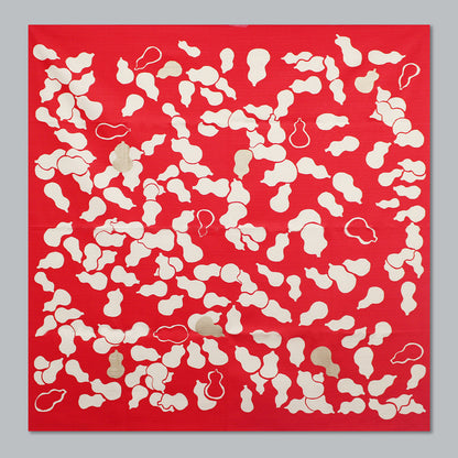Furoshiki (Wrapping Cloth) | Red Gourd (with Foil) | 100% Cotton, 90cm, Made in Japan | Mashu KYOTO