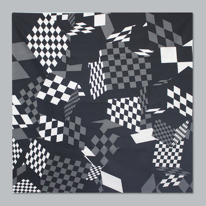 Furoshiki | Ichimatsu Noir | 100% coton, 90 cm, fabriqué au Japon | Mashu KYOTO