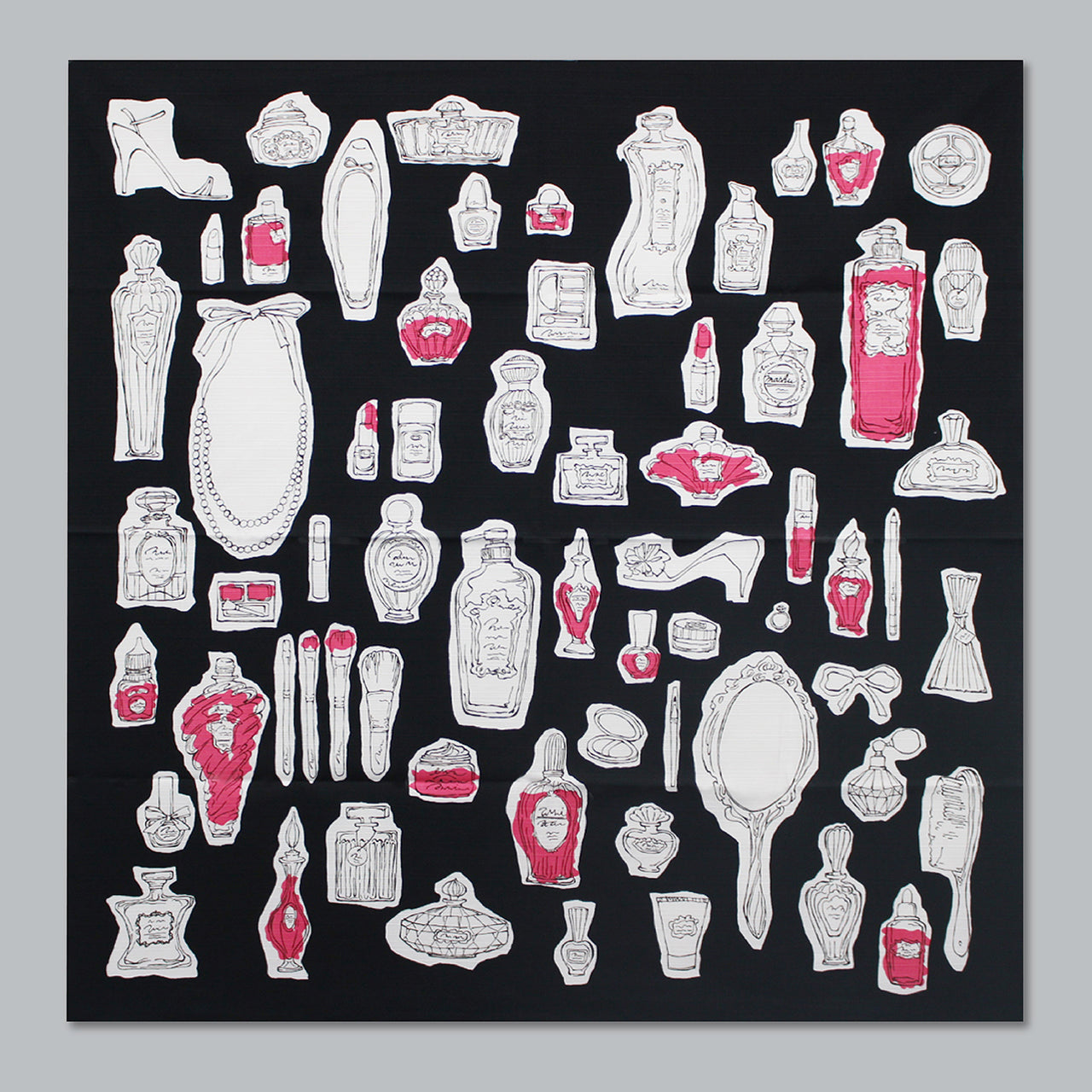 Furoshiki | Cosmétiques Noir | 100% coton, 90 cm, fabriqué au Japon | Mashu KYOTO