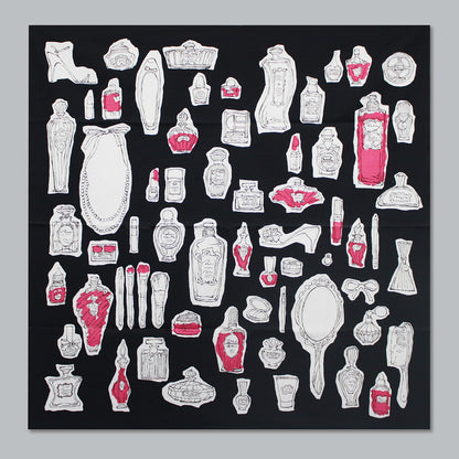 Furoshiki | Cosmétiques Noir | 100% coton, 90 cm, fabriqué au Japon | Mashu KYOTO