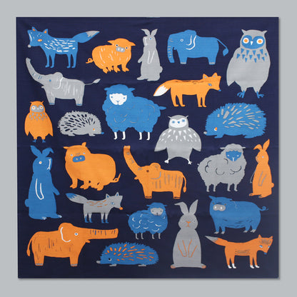 Japanese Furoshiki Wrap – Wagara Happy Animals | Hand-Dyed in Kyoto | Sustainable Cotton Gift Wrap