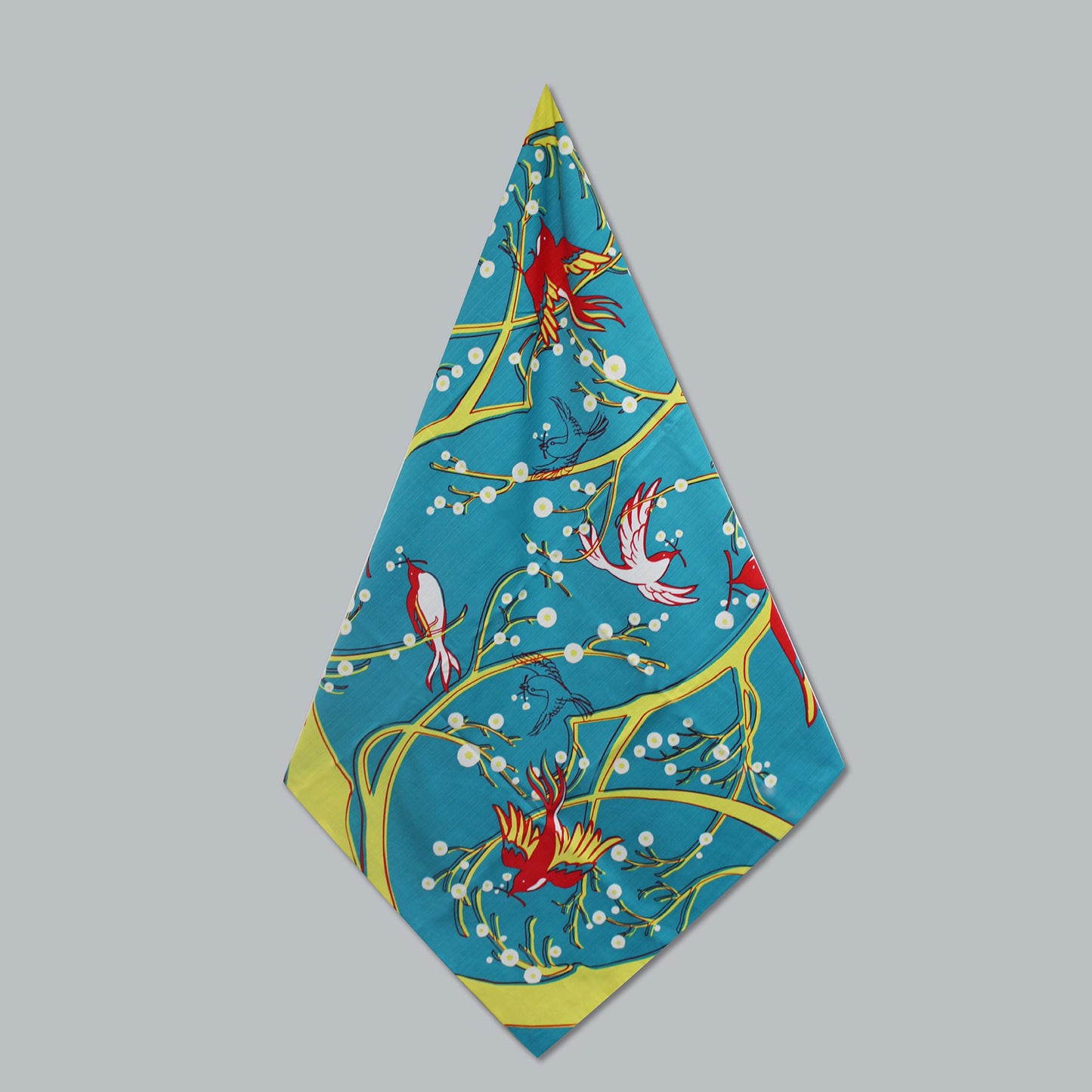 Furoshiki (Wrapping Cloth) | Flower-Eating Bird, Green | 100% Cotton, 90cm, Made in Japan | Mashu KYOTO