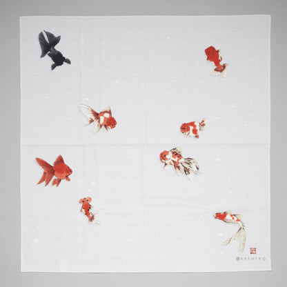Emballer la fraîcheur des poissons rouges - Coffret cadeau - | Goldfish Note x Goldfish Furoshiki, fabriqué au Japon, parfait comme cadeau