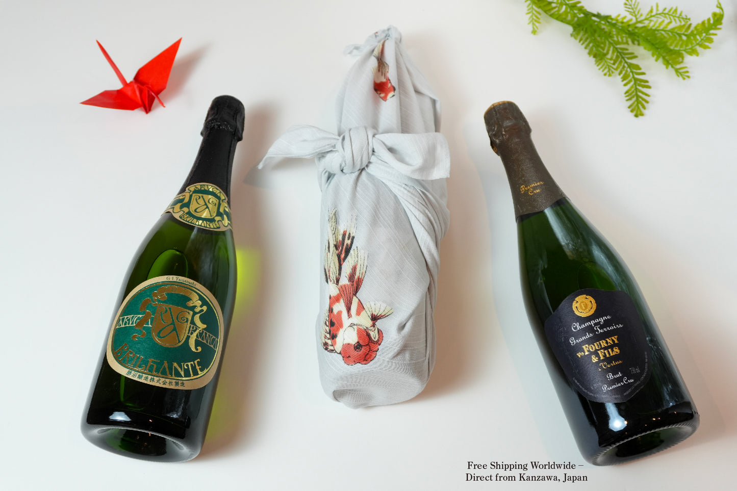 Christmas Limited Edition Artist Gift Set | Sakura Notebook, Goldfish Furoshiki Wrapping Cloth, Gold Leaf Bookmark (Yukika Shibata)