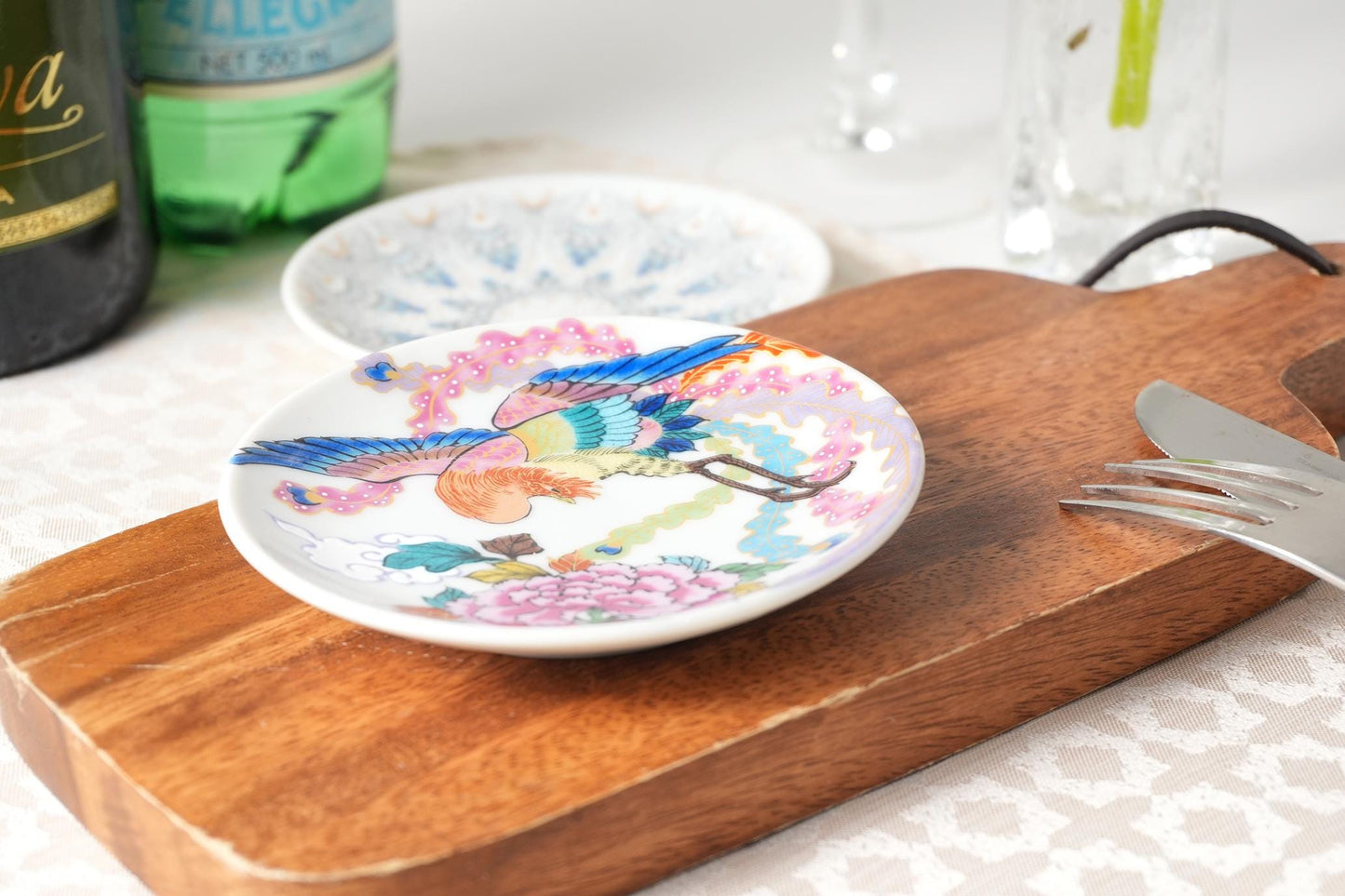 Kutani Art Small Plate Peony and Phoenix, supervised by Daiki Yamazaki