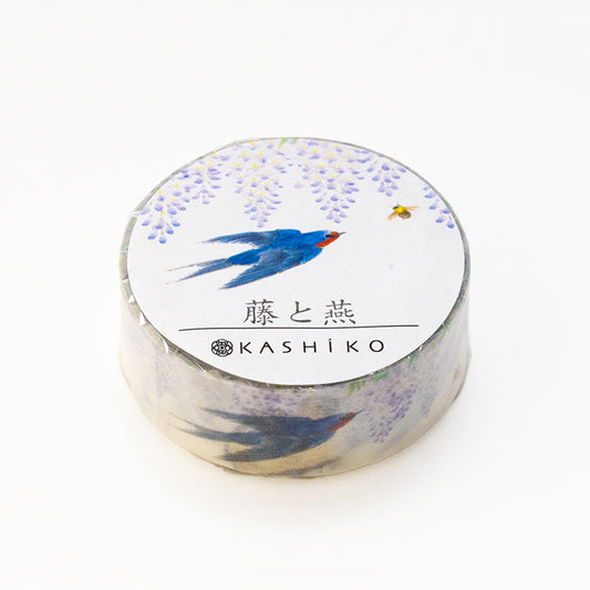 Masking Tape “Wisteria and Swallows”｜Designed by Kutani Ware Artist｜KASHIKO Original｜Made in Japan