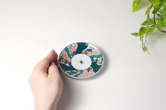 九谷アート小皿〈色絵松竹梅〉三ツ井達也監修｜古九谷の美・吉祥文様・日本製・ギフト箱入り