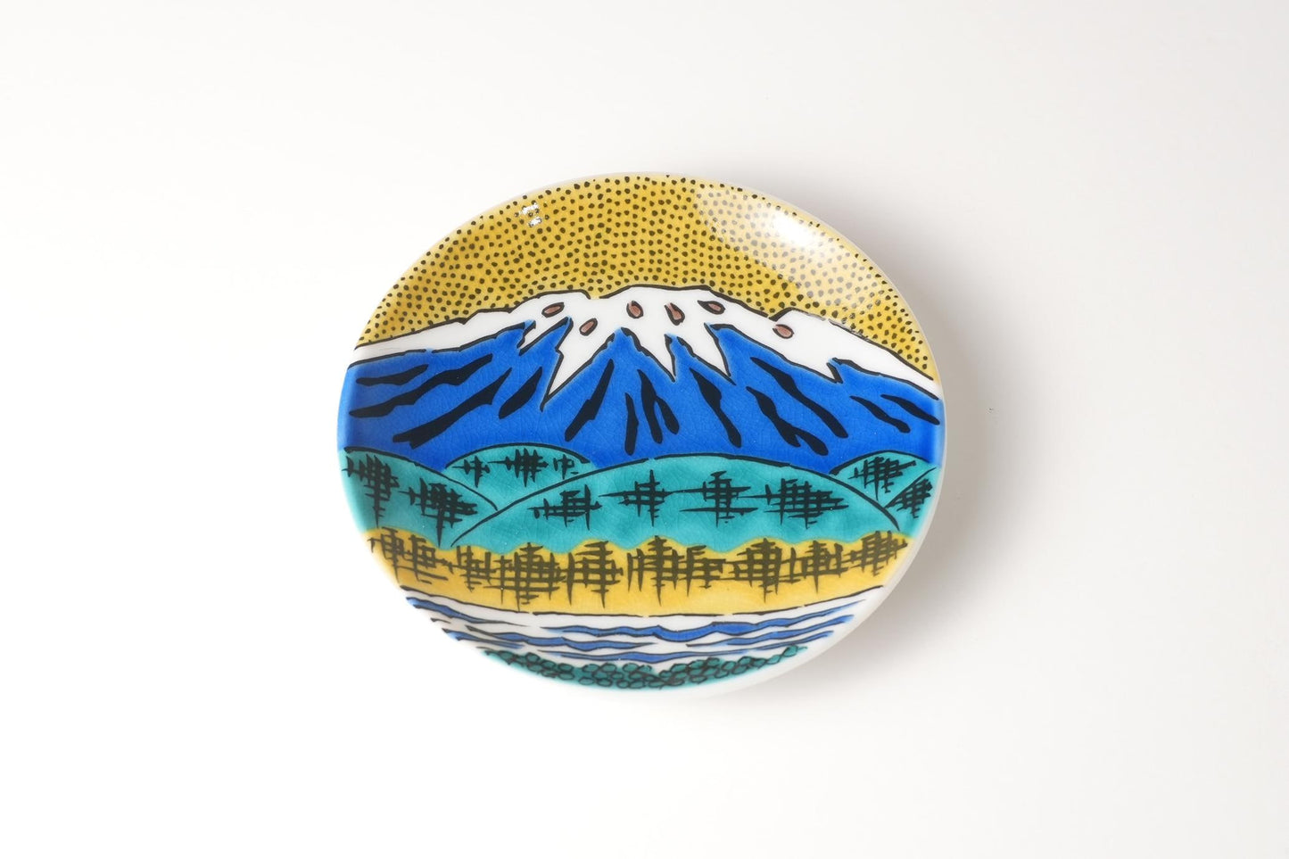 Kutani Art Small Plate: Hakusan as seen from Kibagata, supervised by Masao Miyamoto
