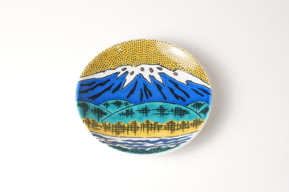 Kutani Art Small Plate: Hakusan as seen from Kibagata, supervised by Masao Miyamoto
