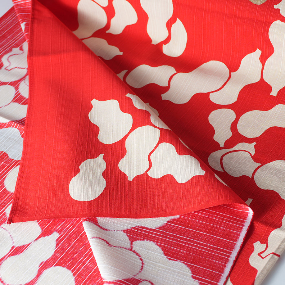 Furoshiki (Wrapping Cloth) | Red Gourd (with Foil) | 100% Cotton, 90cm, Made in Japan | Mashu KYOTO