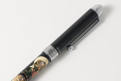 Lacquer-ware ballpoint pen (black/red) / mechanical pencil-style wind and thunder gods Made in Japan, platinum