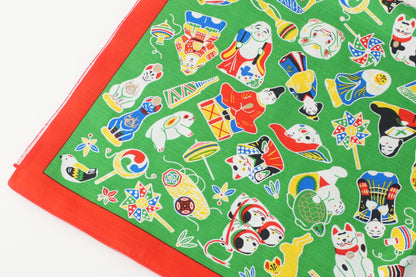 Furoshiki | Kyoto Toys Green | 100% cotton, 70cm, Made in Japan | Mashu KYOTO