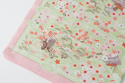 Furoshiki | Sakura Kasumi Goshokai Green | 100% cotton, 70cm, Made in Japan | Mashu KYOTO