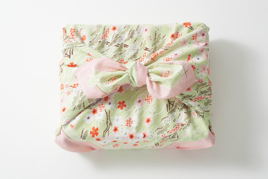 Furoshiki | Sakura Kasumi Goshokai Green | 100% cotton, 70cm, Made in Japan | Mashu KYOTO