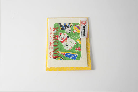 グリーティングカード　吉祥花伝KYOTO　京玩具尽くし　緑