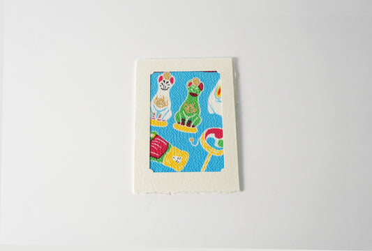 グリーティングカード　吉祥花伝KYOTO 京玩具尽くし 青