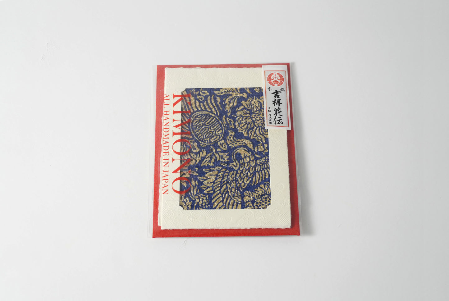 グリーティングカード　吉祥花伝KYOTO 鶴亀京更紗 藍