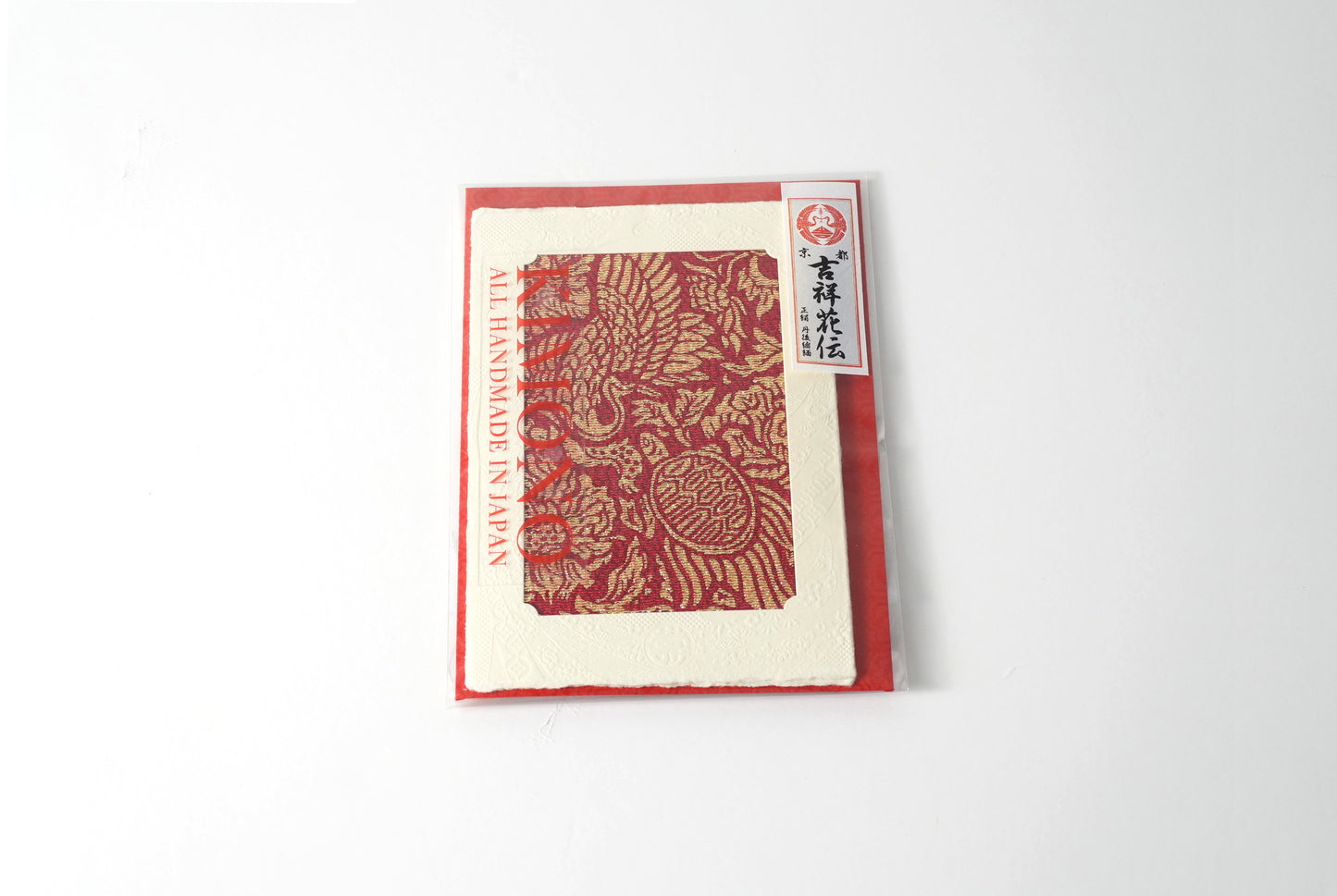 グリーティングカード　吉祥花伝KYOTO 鶴亀京更紗 朱