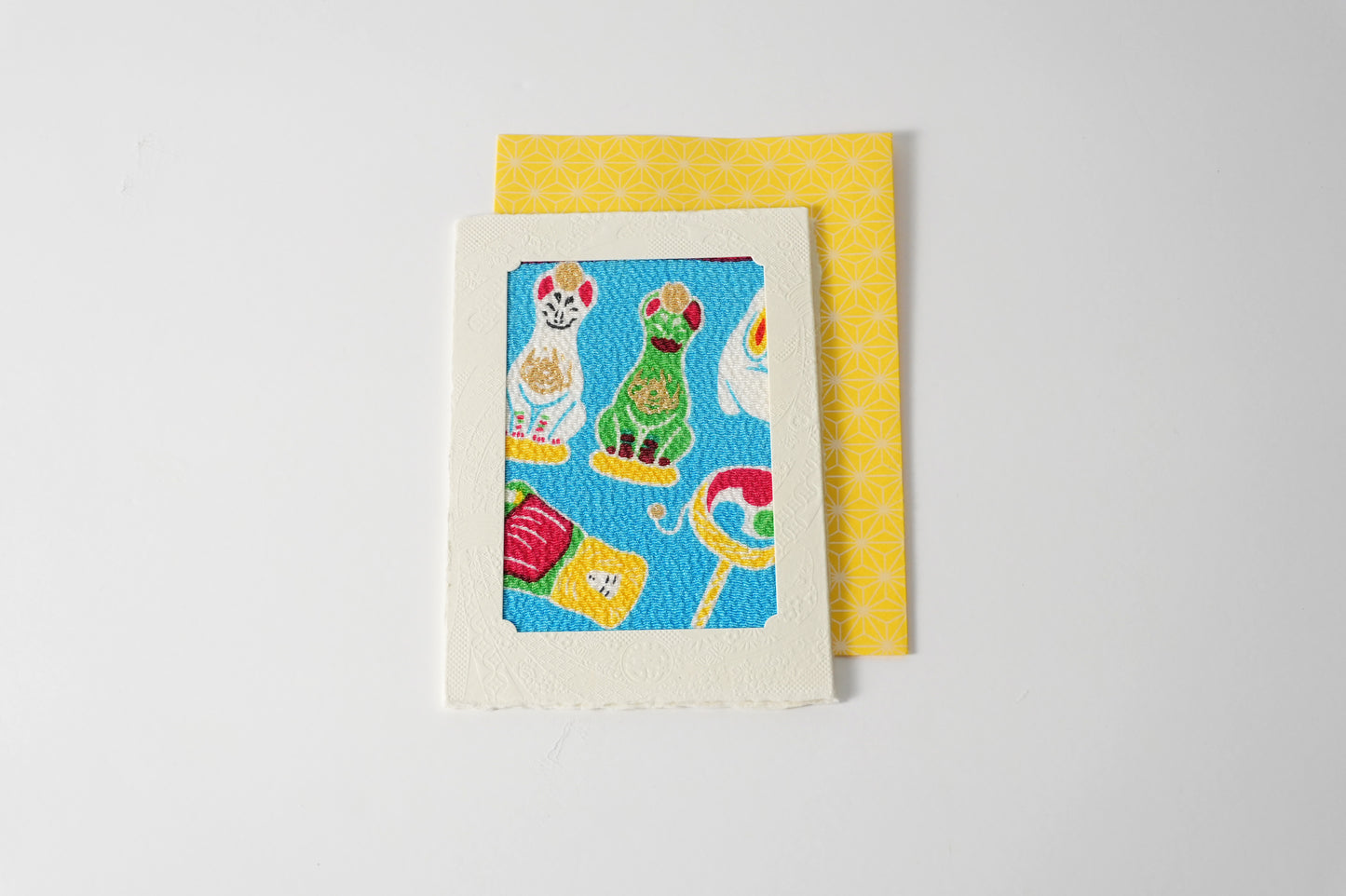 グリーティングカード　吉祥花伝KYOTO 京玩具尽くし 青